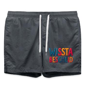 Colored 3D Type Art Metal Look - Swim Trunks -  - Front