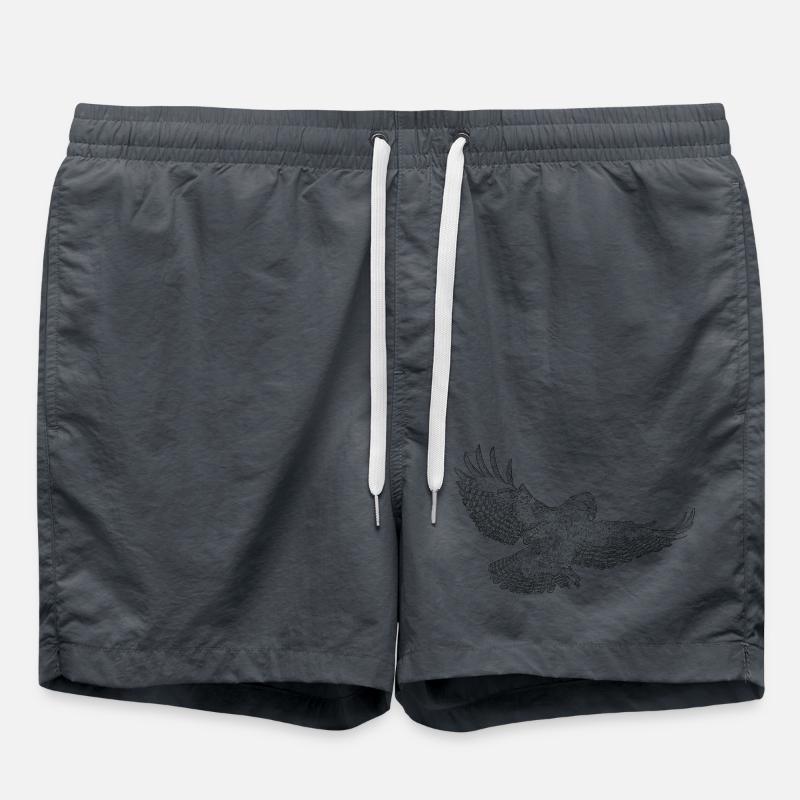 Mäusebussard, Greifvogel gezeichnet (stilisiert) - Badeshorts - undefined