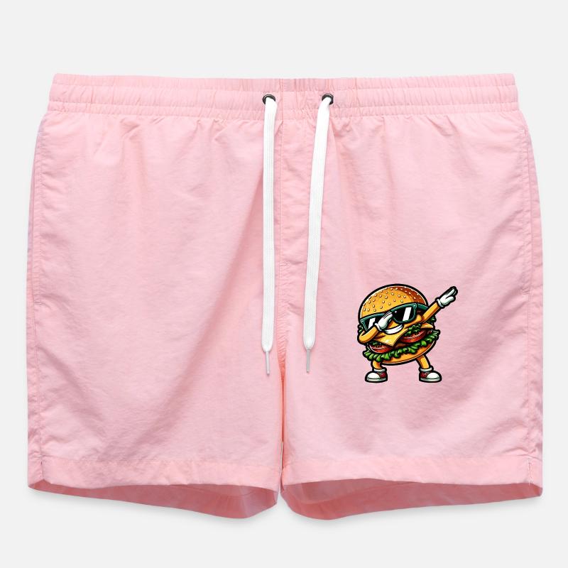 Hamburger & Cheeseburger Dabbing - Swim Trunks - pink