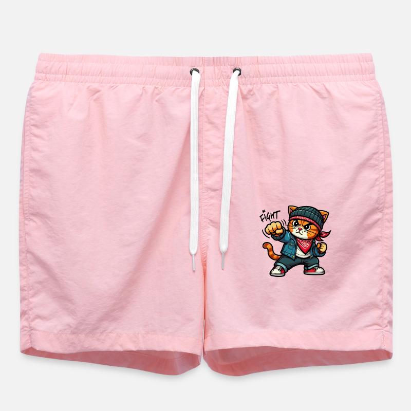 Chat forcé : Combat - Short de bain - rose