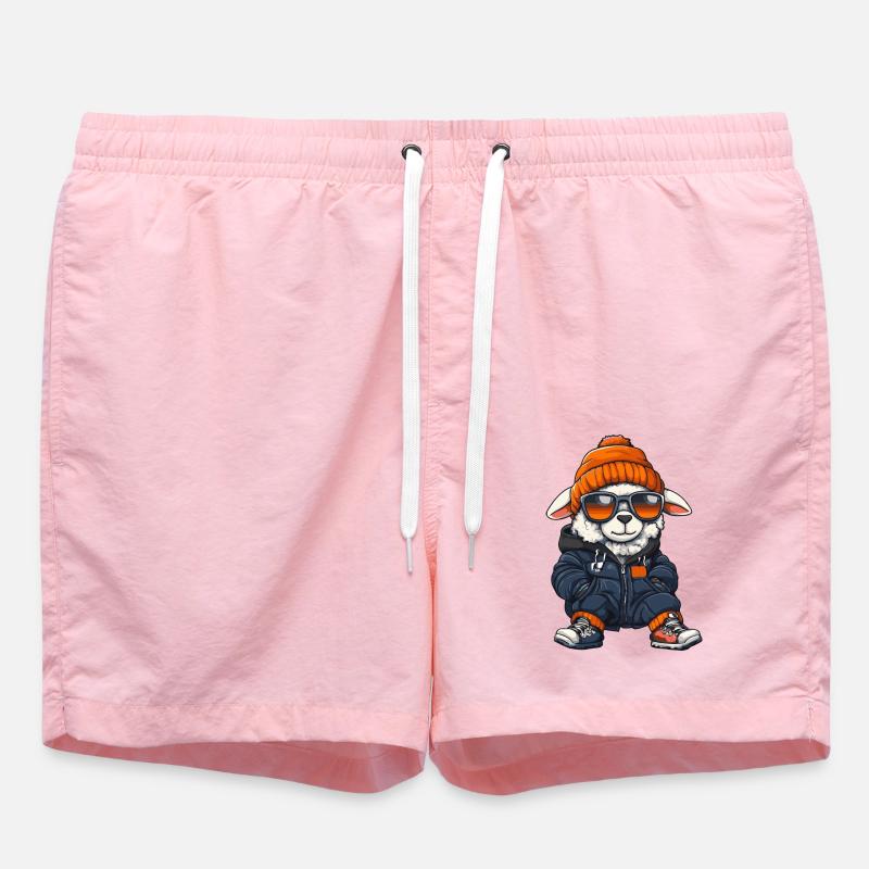 Sheep Winter Comic - Swim Trunks - pink