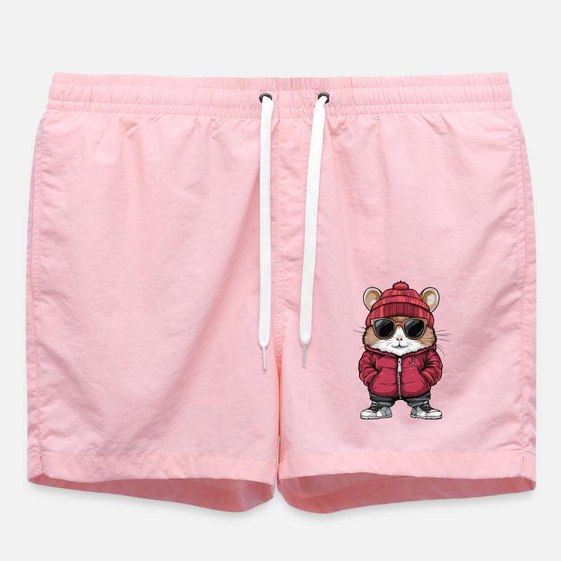 Hamster Winter Comic - Swim Trunks - pink