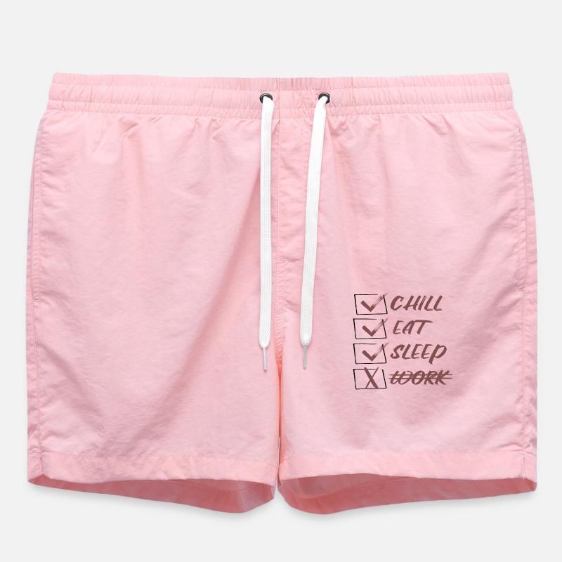Chill Eat Sleep no work - Swim Trunks - pink