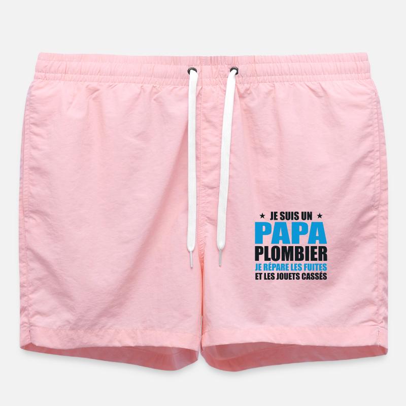 Plumber Dad, Father's Day Gift Idea - Swim Trunks - pink