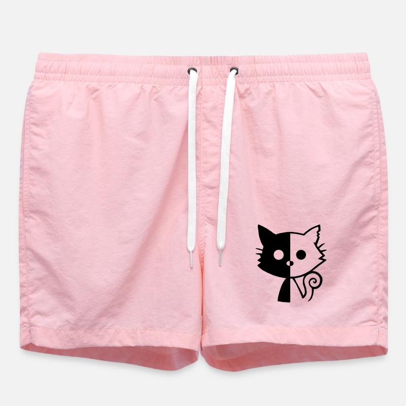 Chat yin et yang (noir) - Short de bain - rose