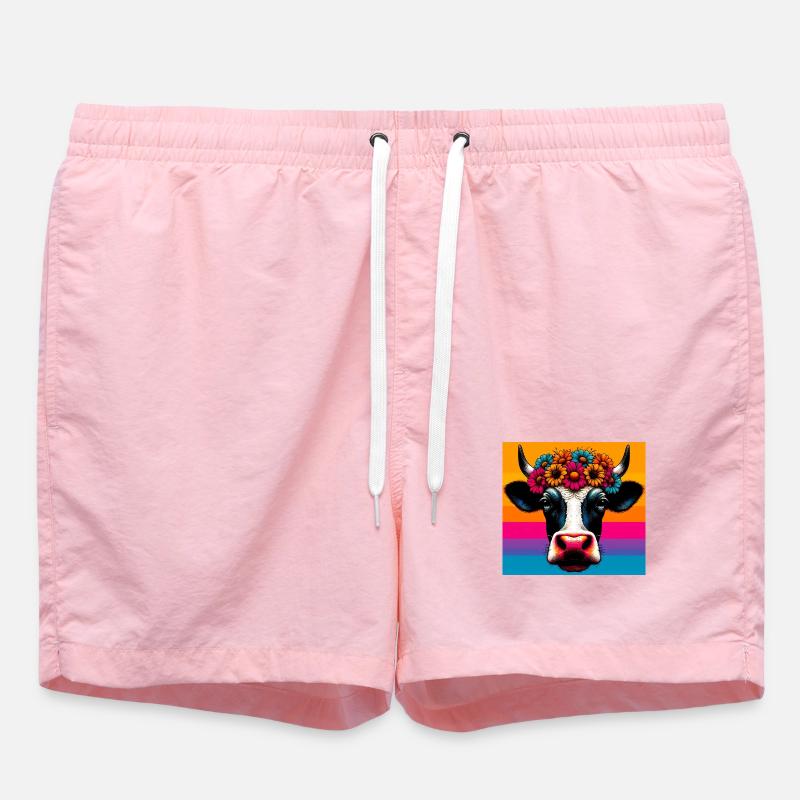 cow - Swim Trunks - pink