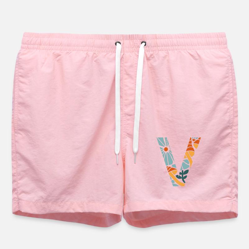 Lettre v fleurs groovy idée cadeau - Short de bain - rose