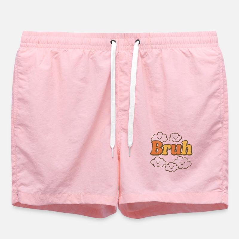 Bruh Clouds Glitter Typography - Swim Trunks - pink