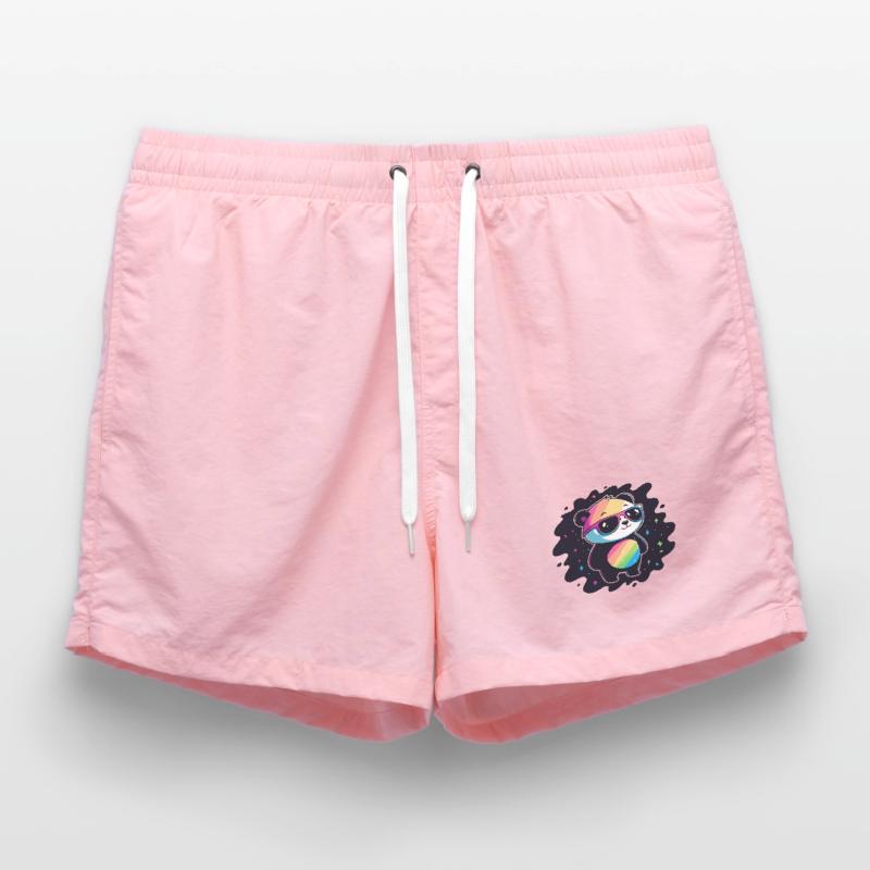 Panda Rainbow Galaxy Cool Glasses Swim Trunks