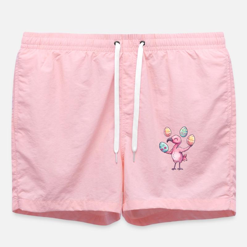 Flamingo Easter Eggs Juggling Festive - Swim Trunks - pink