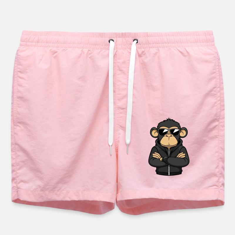 Monkey Comic - Swim Trunks - pink