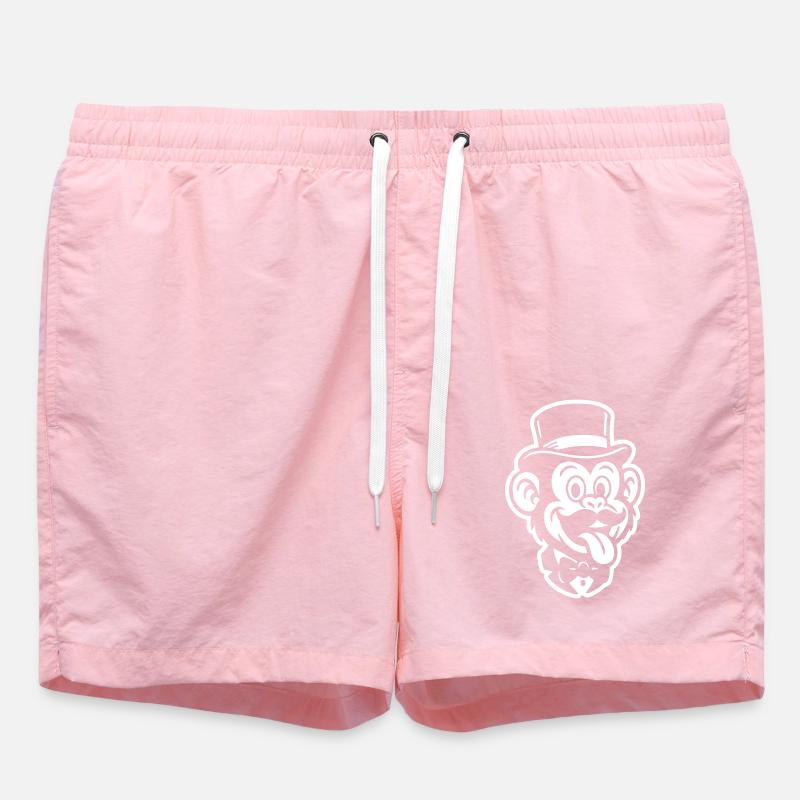 Monkey Gentleman Comic - Swim Trunks - pink