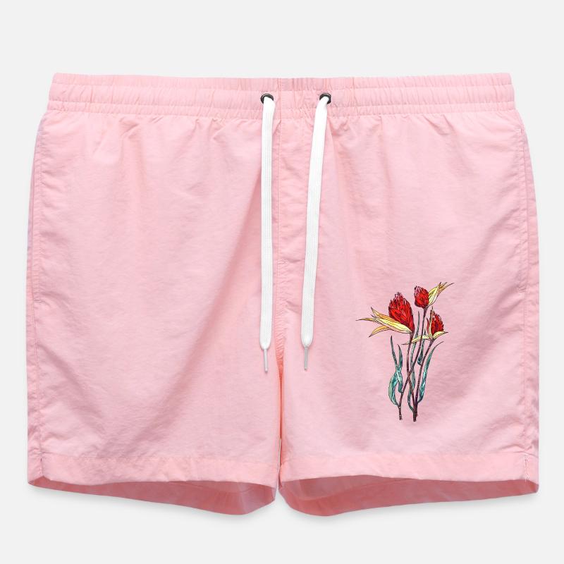 Flowers - Swim Trunks - pink