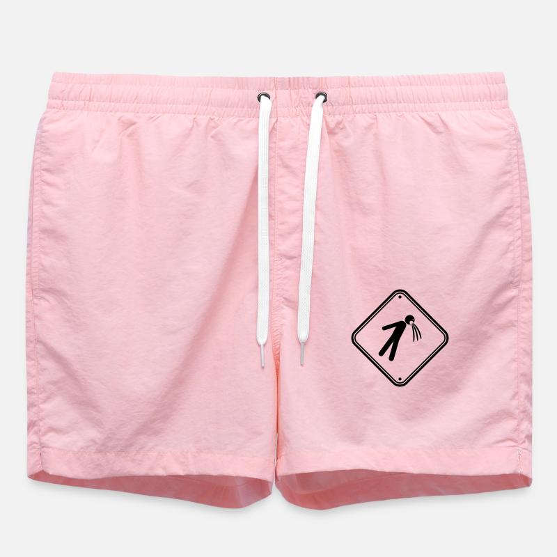 shield caution note vomit vomit - Swim Trunks - pink