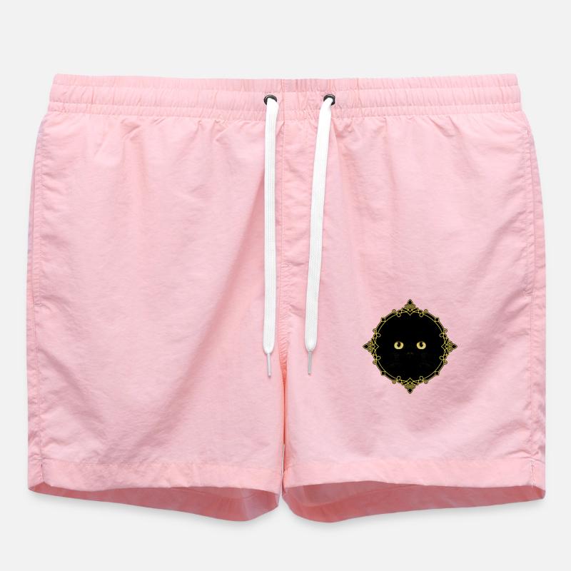 Schwarze Katze Abzeichen - Pixel Art - Badeshorts - Pink