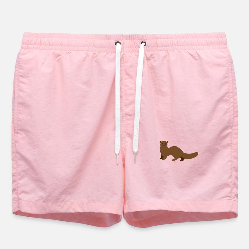 Brauner Mungo Wiesel oder Hermelin - Badeshorts - Pink