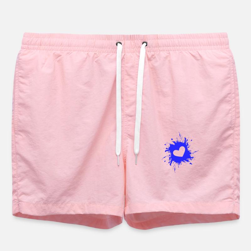 Herz Fleck Tinte Blau - Badeshorts - Pink