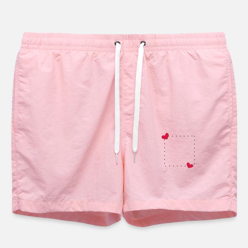 Heart frame ornament line - Swim Trunks - pink
