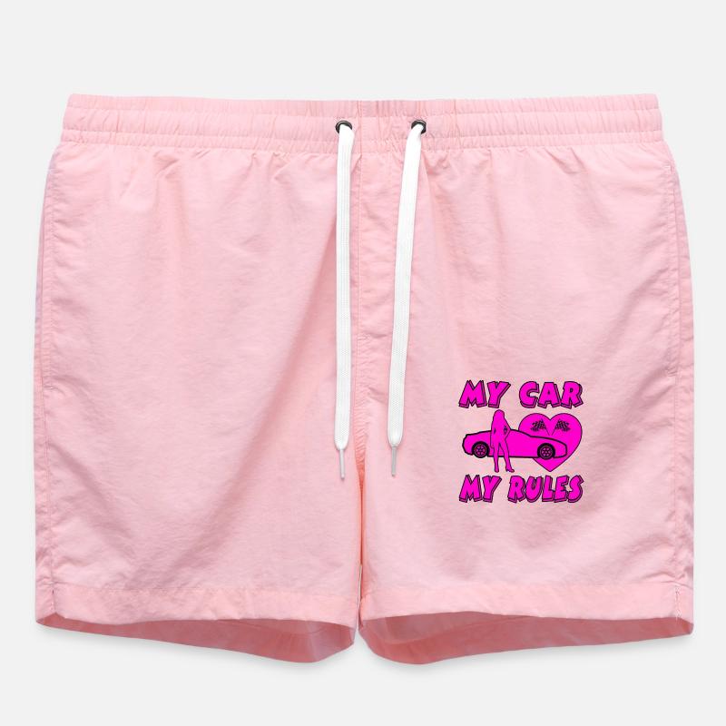 Car - Swim Trunks - pink