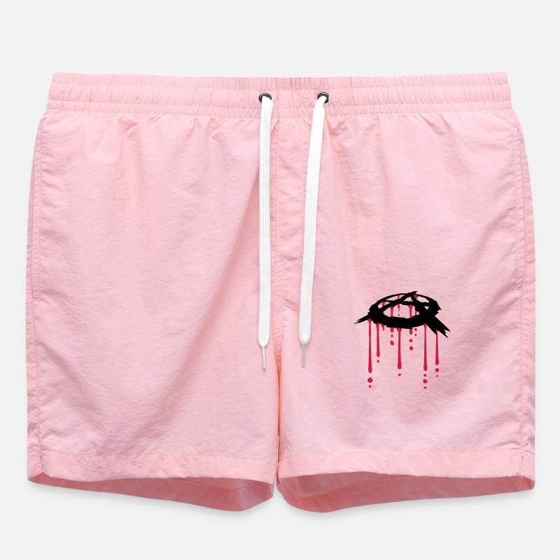 blood drop anarchy symbol - Swim Trunks - pink