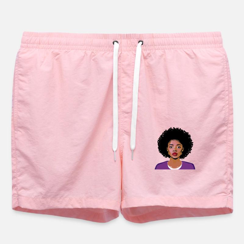 Femme avec afro - Short de bain - rose