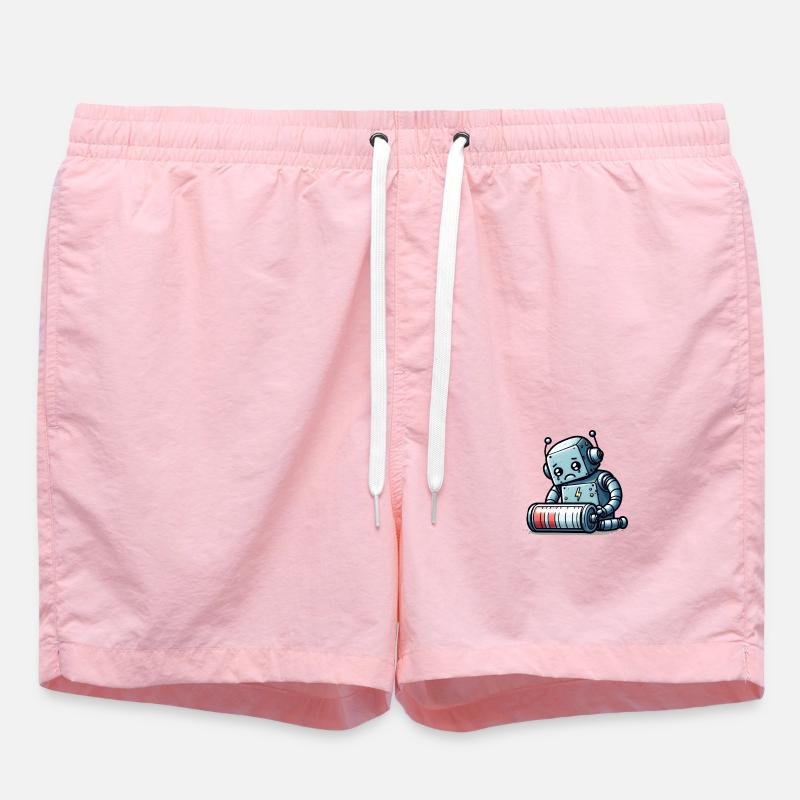 Robot Low Battery Robo-Problems - Swim Trunks - pink