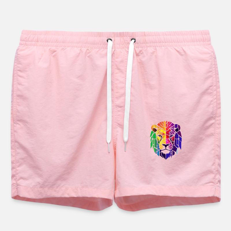 Abstrakter Regenbogen Löwe - Badeshorts - Pink