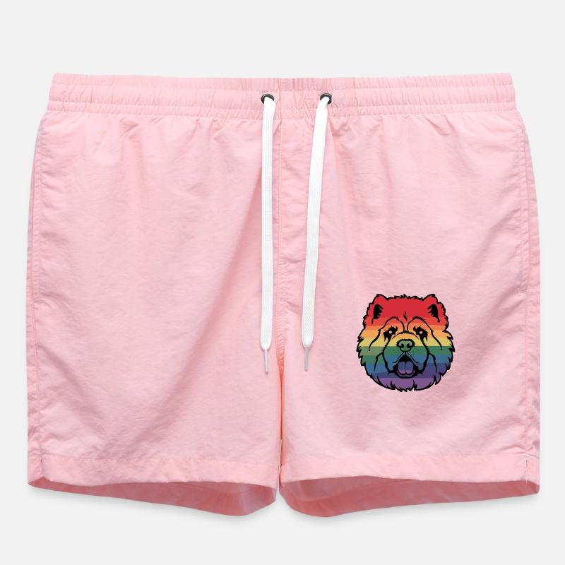 Rainbow Chow Chow - Swim Trunks - pink