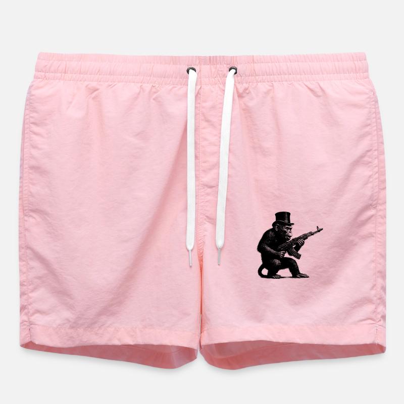 Monkey with machine gun - Swim Trunks - pink