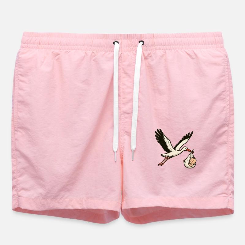 Cigogne blanche avec bébé - Short de bain - rose