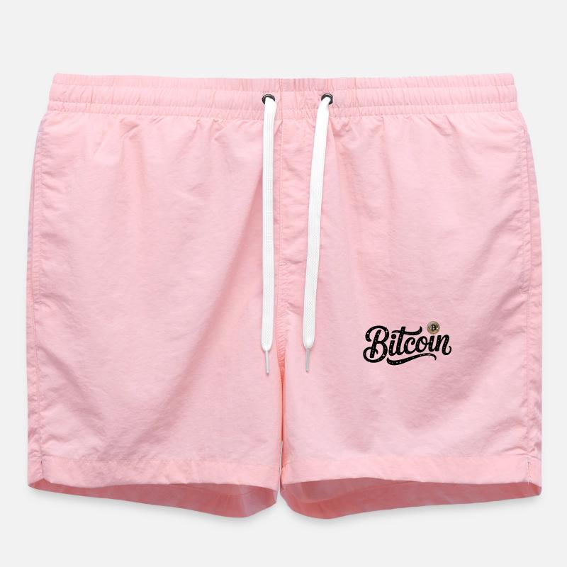 Bitcoin Logo - Crypto Coding Sticker - Swim Trunks - pink