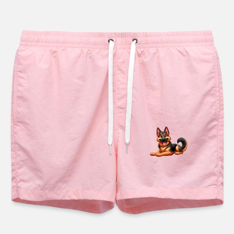 German Shepherd 3 - Swim Trunks - pink