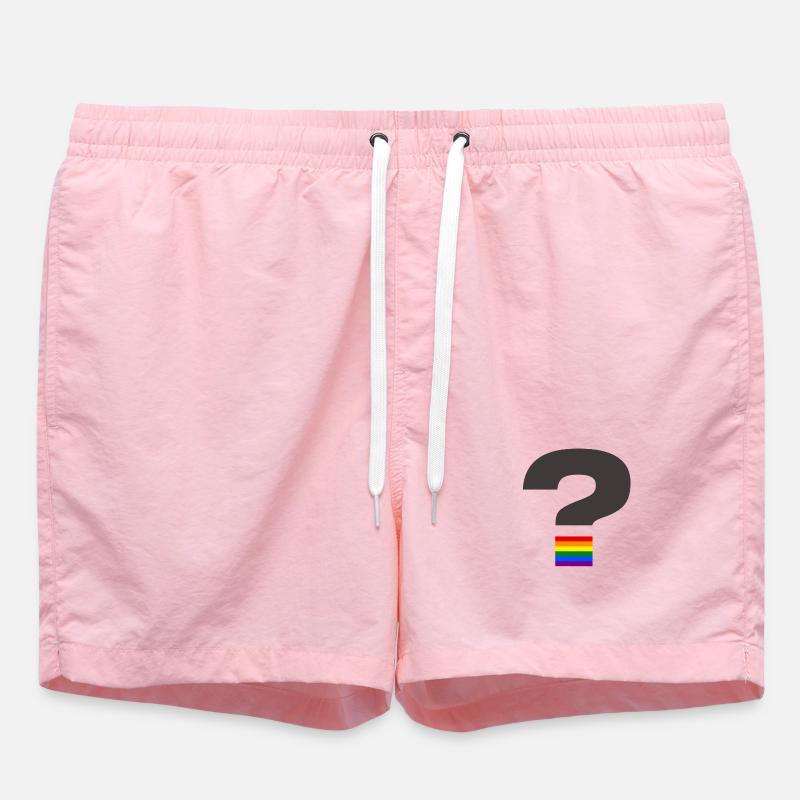 Pride Question Mark Graphic - Swim Trunks - pink