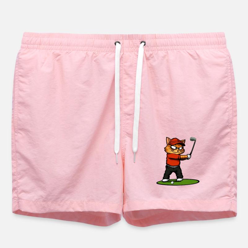 Cats Golf / Golfer Cat - Swim Trunks - pink