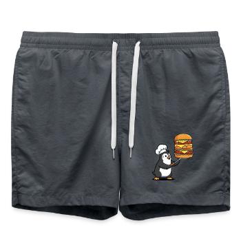 Süßer Pinguin schwitzt mit Hamburger BBQ Grillen - Badeshorts -  - Vorne