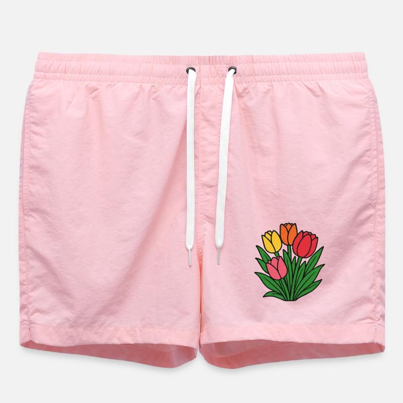 Tulip Patch Bloom - Swim Trunks - pink