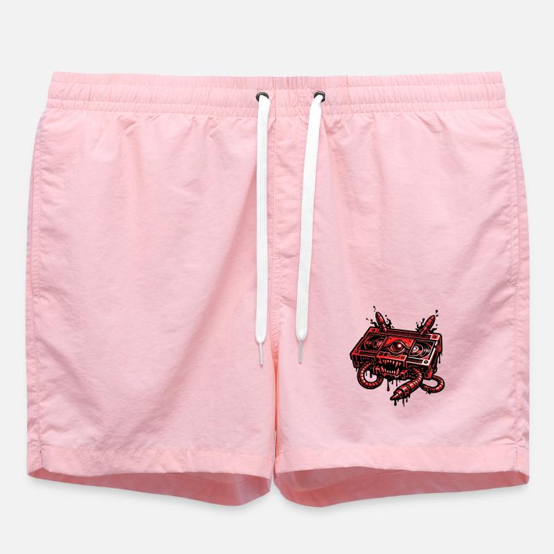 Red Demon Robot with Cable Hands - Swim Trunks - pink