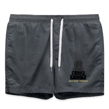 Suitcase Stack Freedom Saying - Swim Trunks -  - Front