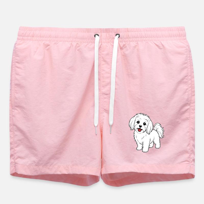 Maltese dog white - Swim Trunks - pink