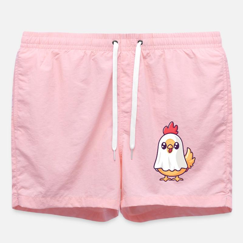 Rooster Halloween Comic Ghost - Swim Trunks - pink