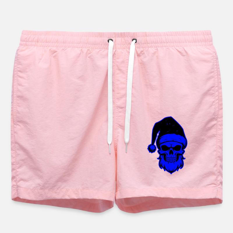 Santa Claus Skull Skeleton - Swim Trunks - pink