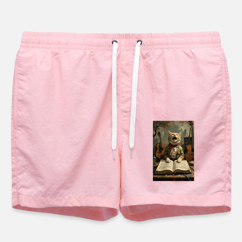 chat chantant - Short de bain - rose