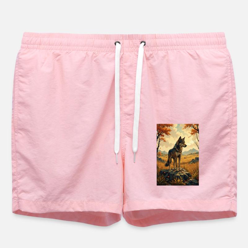Das Bild des Wolfes - Badeshorts - Pink