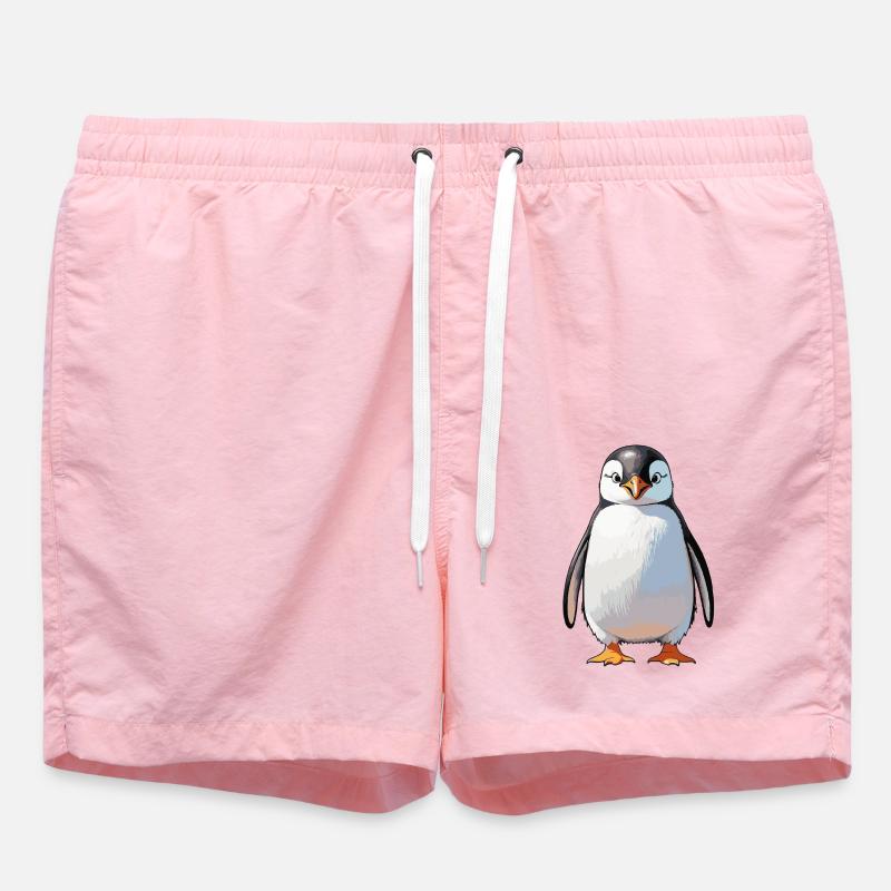 Pingouin - Autocollant animal mignon - Short de bain - rose