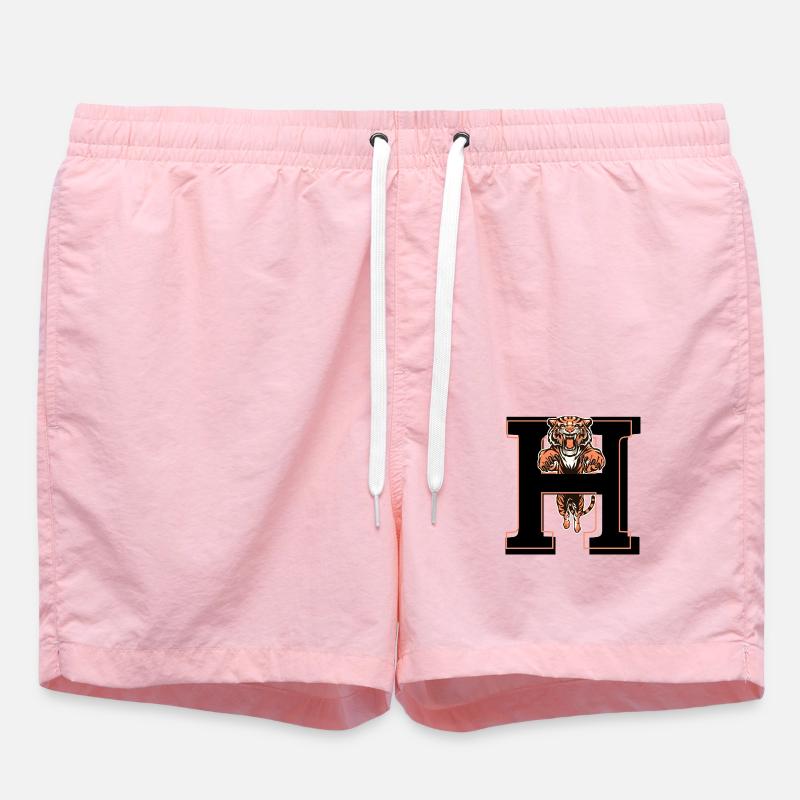 Buchstabe h Tiger - Geschenkidee - Badeshorts - Pink