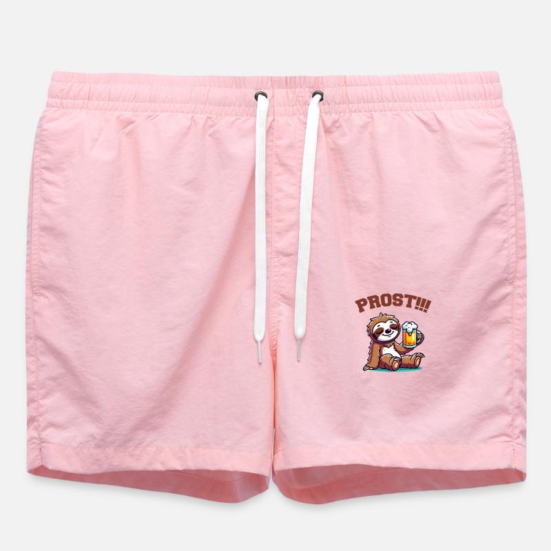 Sloth Beer Comic - Swim Trunks - pink