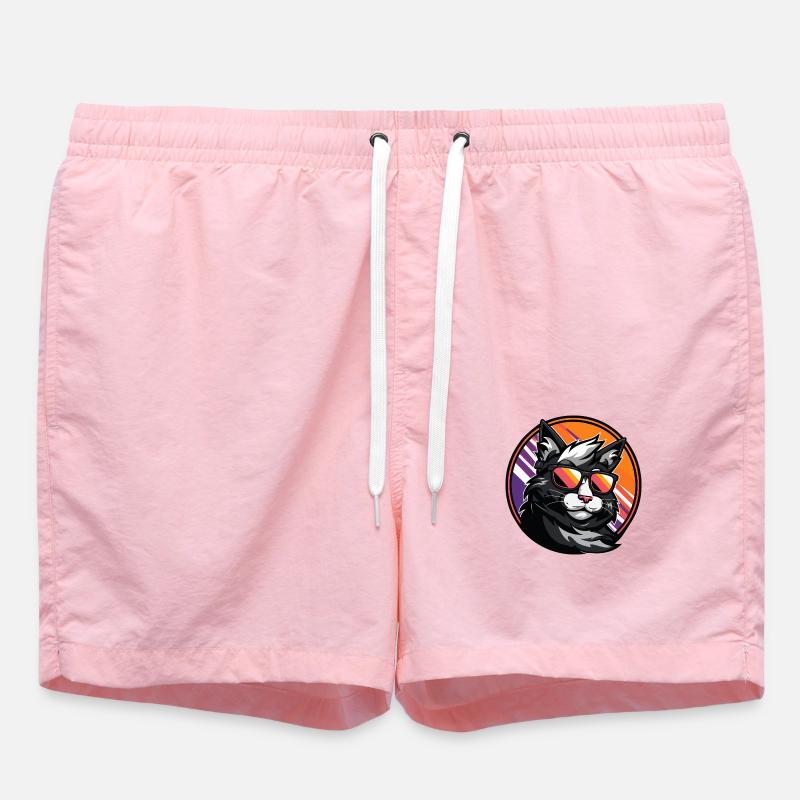 Cat Comic Cool - Swim Trunks - pink