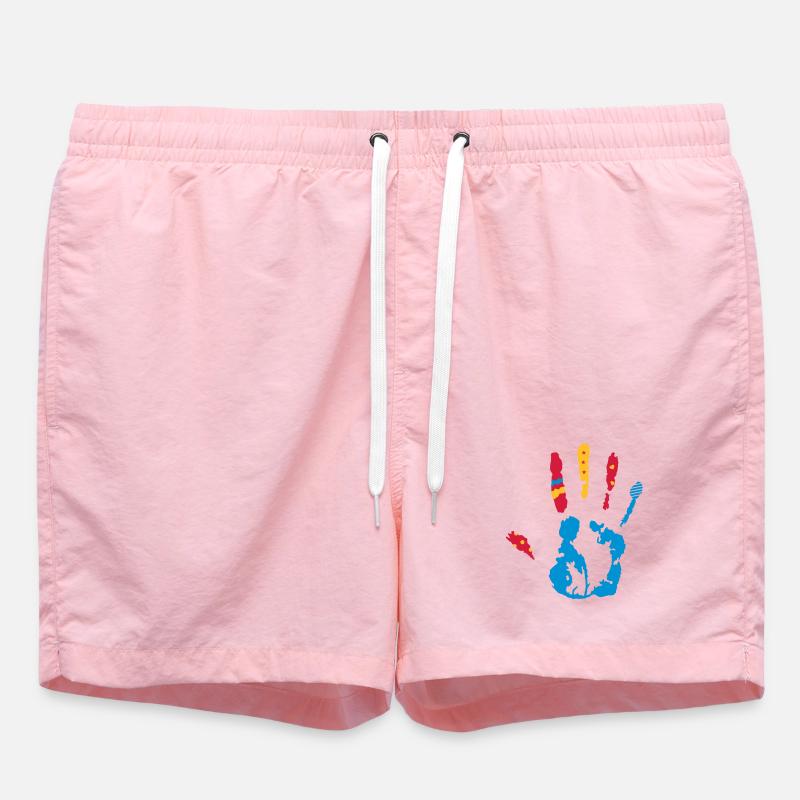 bunter Handabdruck mit verschiedene Formen - Badeshorts - Pink