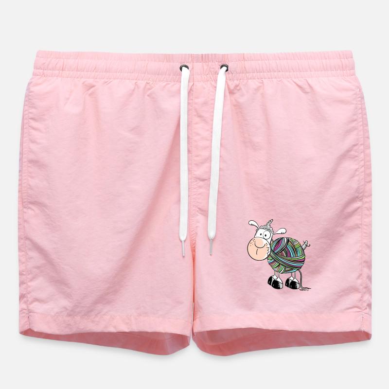Coloured Sheep - Sheep - Comic - wool - Swim Trunks - pink