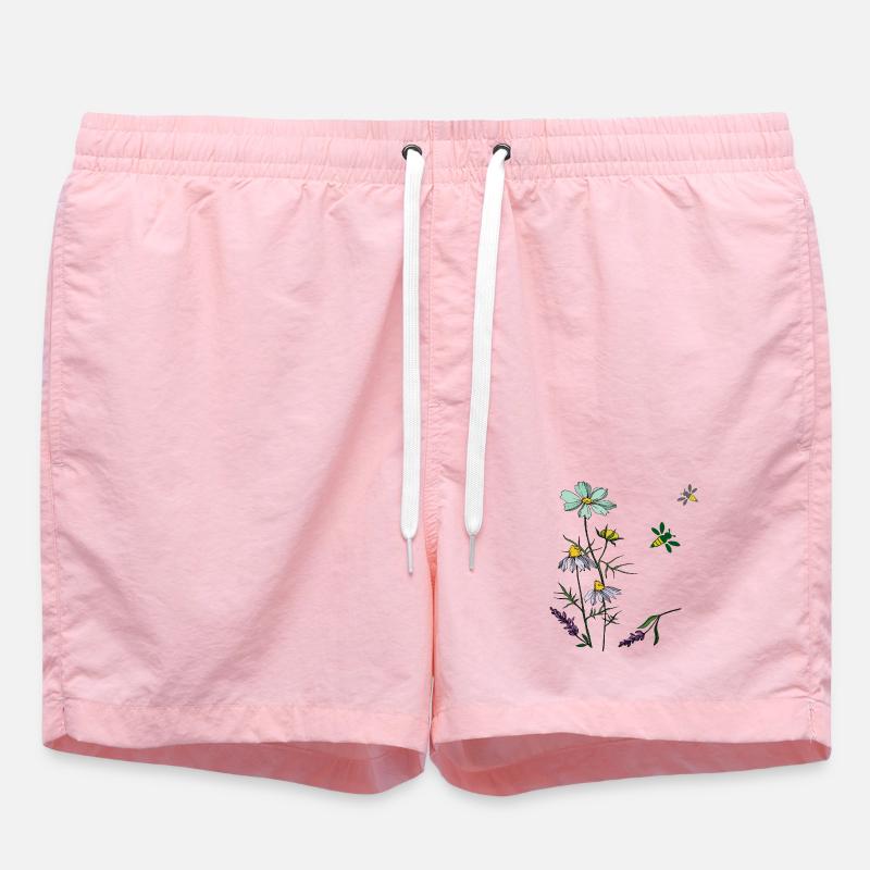 Herbes, camomille, abeilles - Short de bain - rose